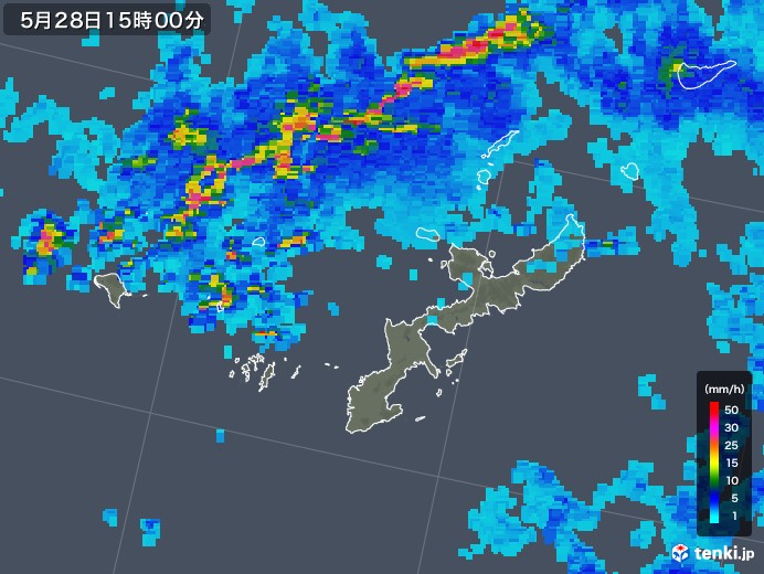沖縄県の雨雲レーダー(2019年05月28日)