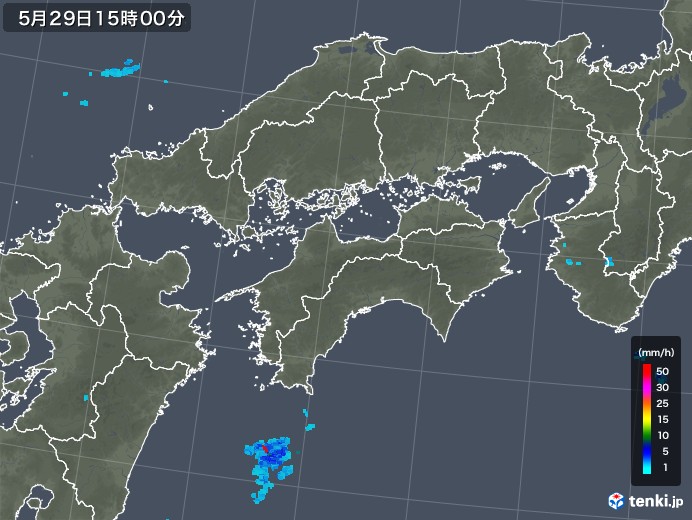 四国地方の雨雲レーダー(2019年05月29日)