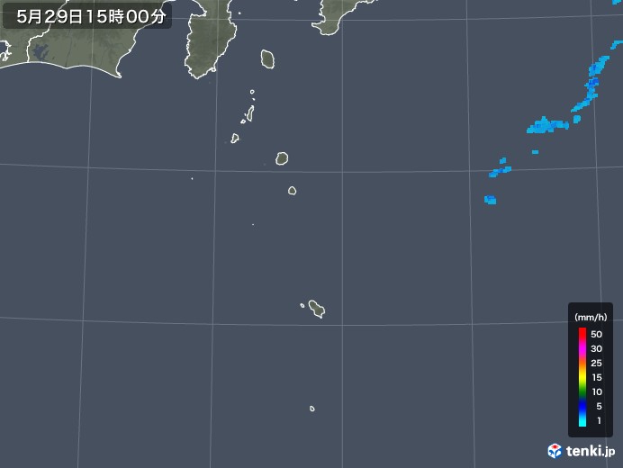 伊豆諸島(東京都)の雨雲レーダー(2019年05月29日)