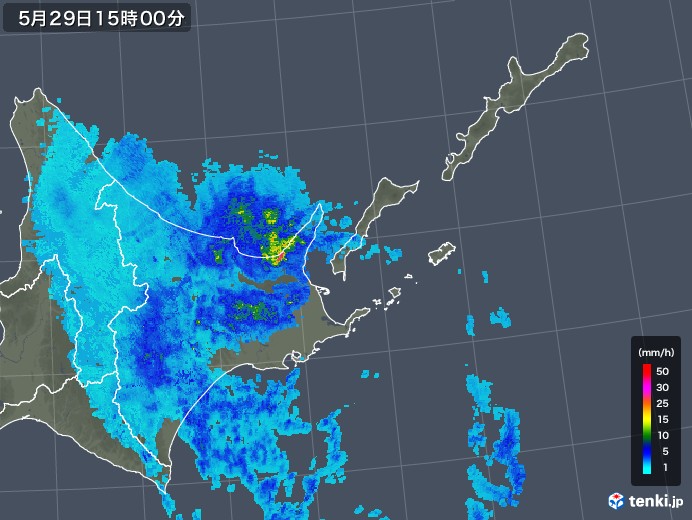 道東の雨雲レーダー(2019年05月29日)