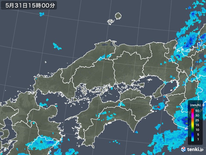 中国地方の雨雲レーダー(2019年05月31日)