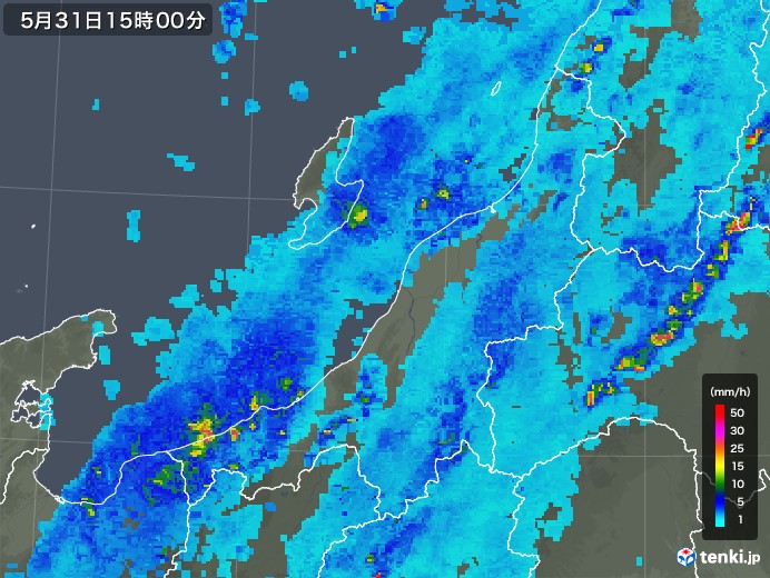 新潟県の雨雲レーダー(2019年05月31日)