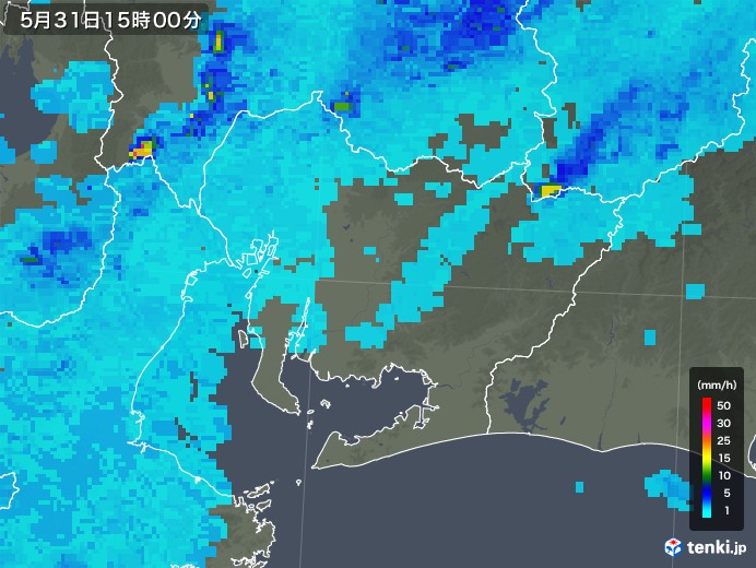 愛知県の雨雲レーダー(2019年05月31日)