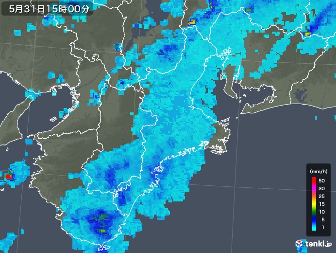 三重県の雨雲レーダー(2019年05月31日)