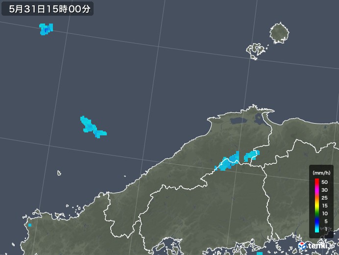 島根県の雨雲レーダー(2019年05月31日)