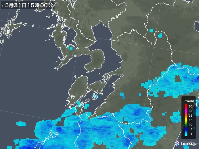 熊本県の雨雲レーダー(2019年05月31日)