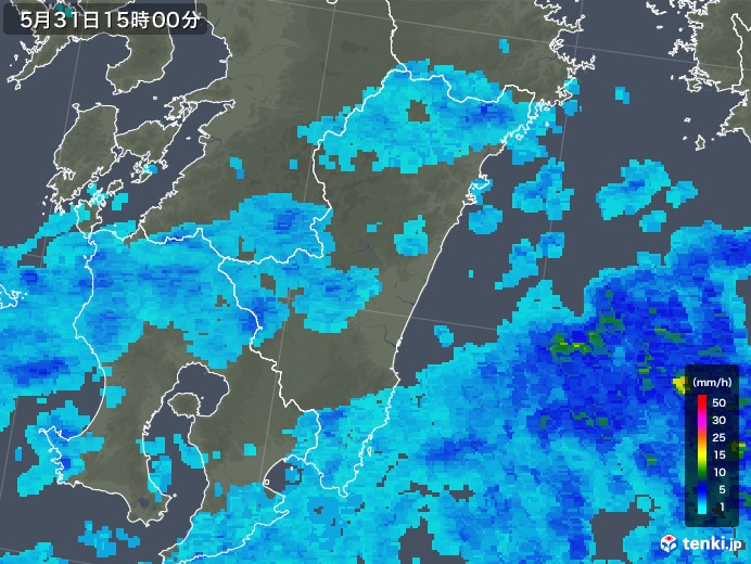 宮崎県の雨雲レーダー(2019年05月31日)