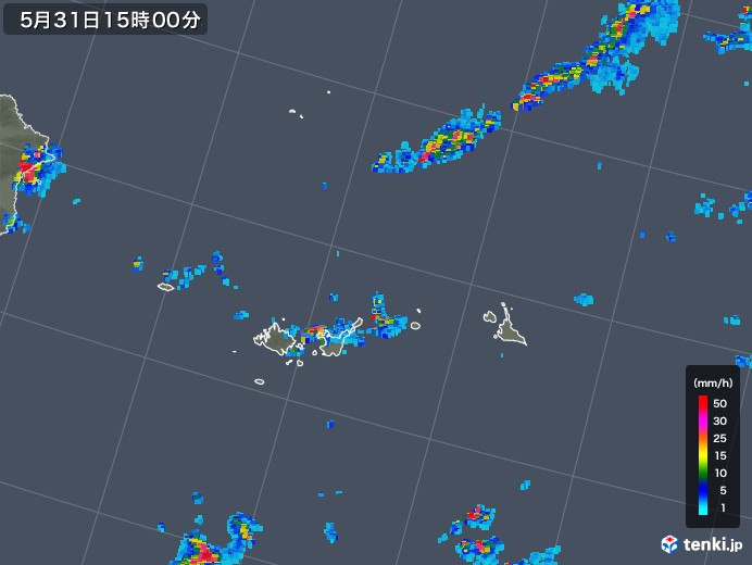 宮古・石垣・与那国(沖縄県)の雨雲レーダー(2019年05月31日)