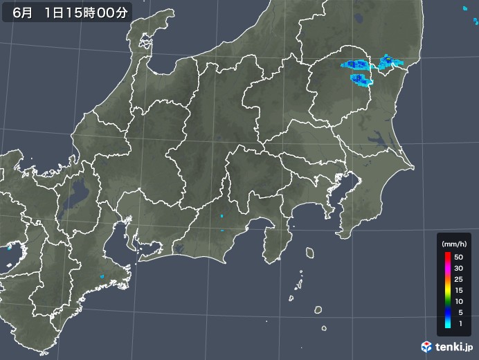 関東・甲信地方の雨雲レーダー(2019年06月01日)