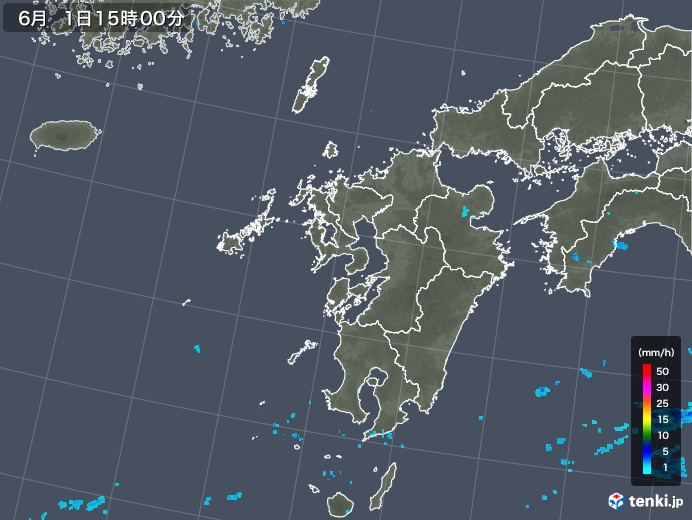 九州地方の雨雲レーダー(2019年06月01日)