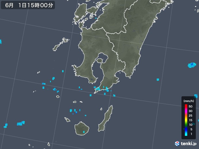鹿児島県の雨雲レーダー(2019年06月01日)
