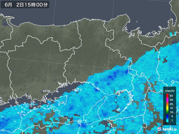 兵庫県の雨雲レーダー(2019年06月02日)