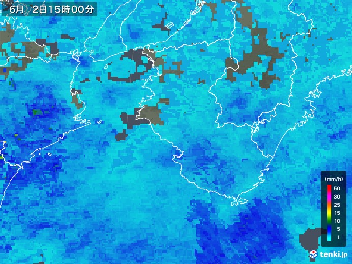 和歌山県の雨雲レーダー(2019年06月02日)