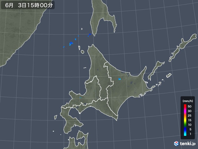 北海道地方の雨雲レーダー(2019年06月03日)