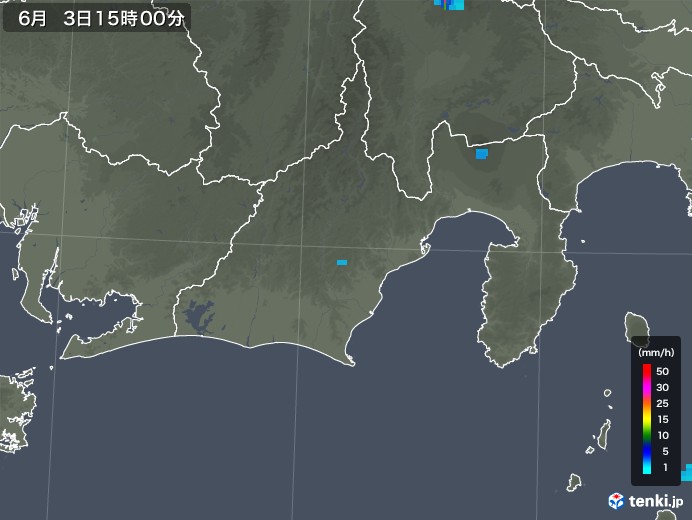静岡県の雨雲レーダー(2019年06月03日)