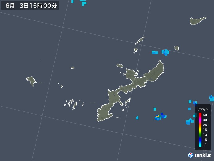 沖縄県の雨雲レーダー(2019年06月03日)