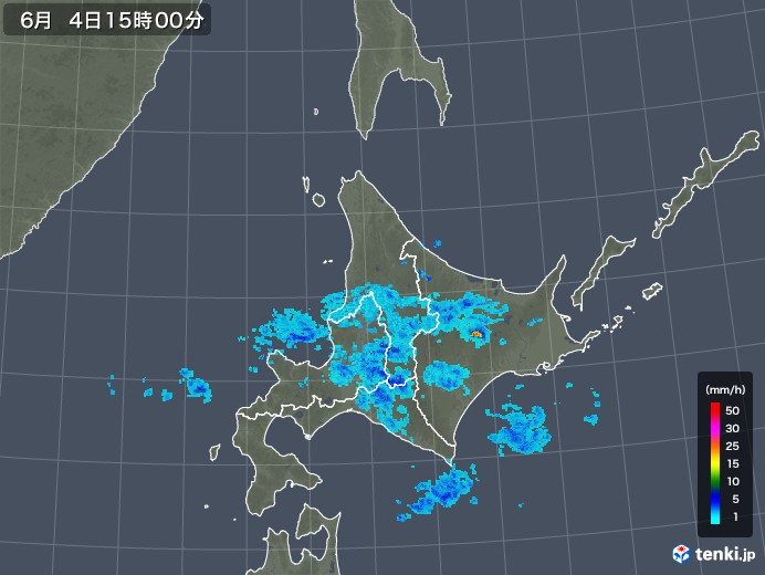 北海道地方の雨雲レーダー(2019年06月04日)