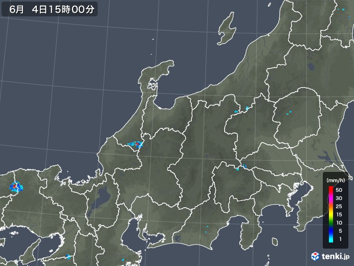 北陸地方の雨雲レーダー(2019年06月04日)