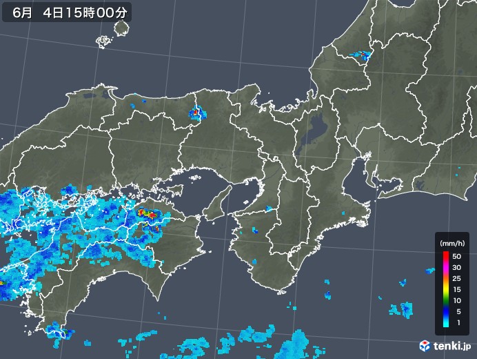 近畿地方の雨雲レーダー(2019年06月04日)