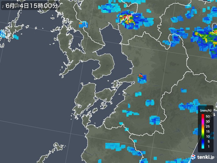 熊本県の雨雲レーダー(2019年06月04日)