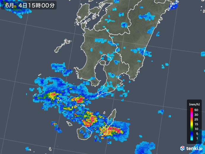 鹿児島県の雨雲レーダー(2019年06月04日)