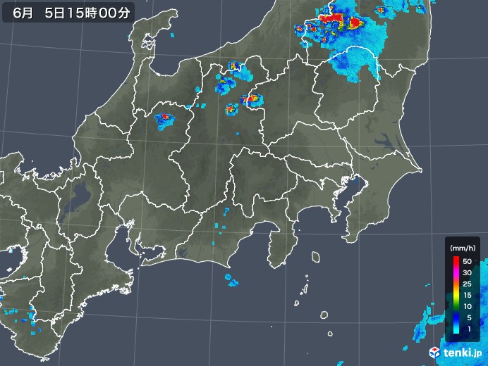 関東・甲信地方の雨雲レーダー(2019年06月05日)