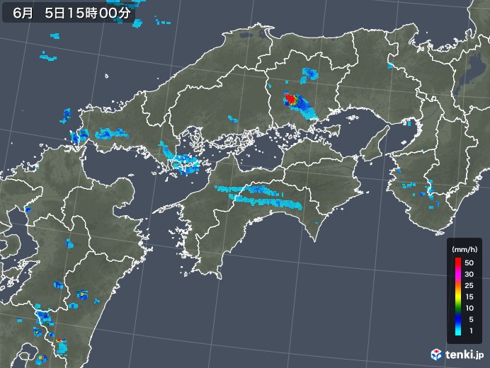 四国地方の雨雲レーダー(2019年06月05日)