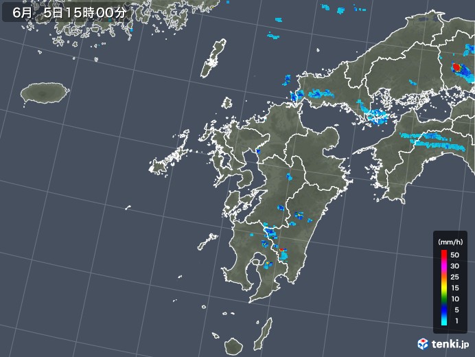 九州地方の雨雲レーダー(2019年06月05日)
