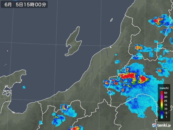 新潟県の雨雲レーダー(2019年06月05日)