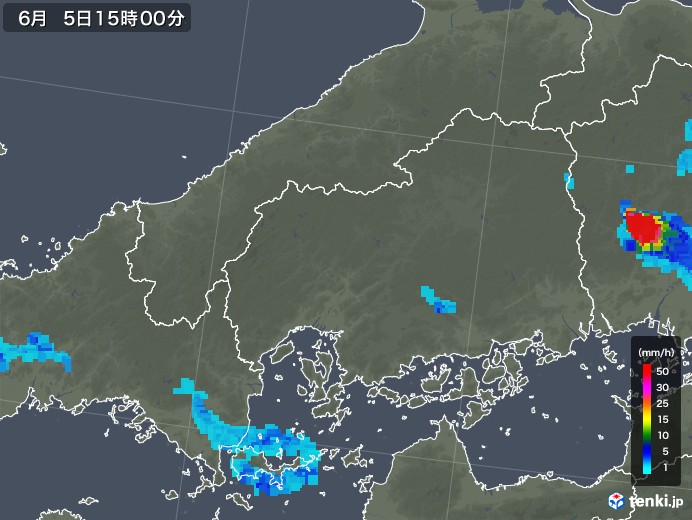 広島県の雨雲レーダー(2019年06月05日)