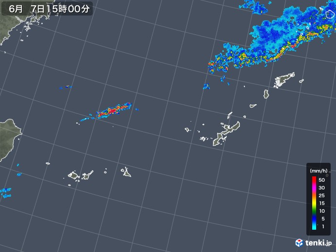 沖縄地方の雨雲レーダー(2019年06月07日)