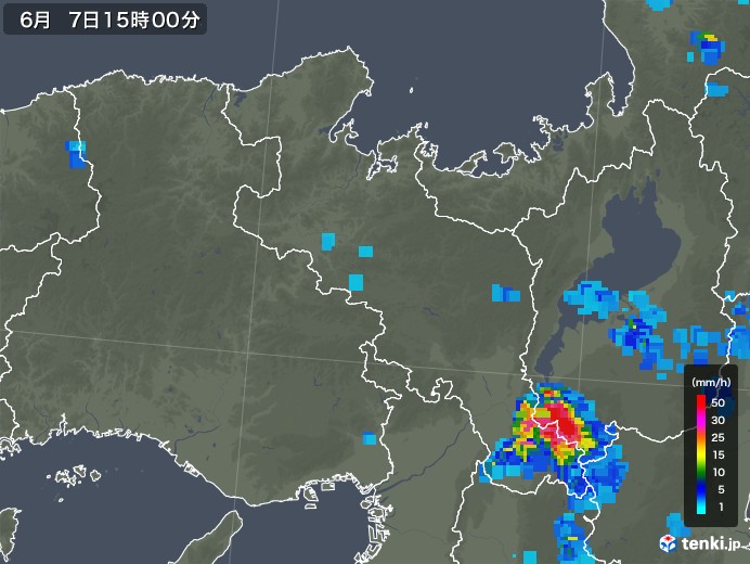 京都府の雨雲レーダー(2019年06月07日)