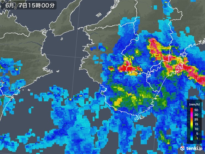 和歌山県の雨雲レーダー(2019年06月07日)