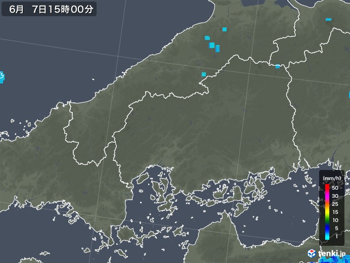 広島県の雨雲レーダー(2019年06月07日)