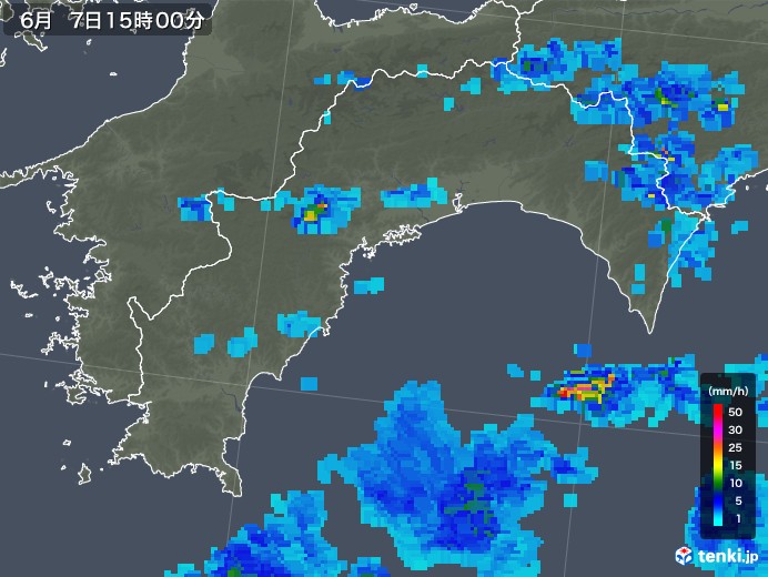 高知県の雨雲レーダー(2019年06月07日)