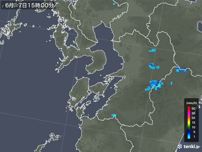 熊本県の雨雲レーダー(2019年06月07日)