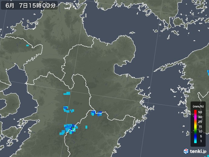 大分県の雨雲レーダー(2019年06月07日)