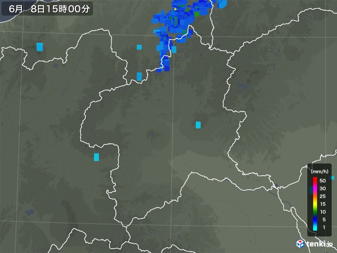 群馬県の雨雲レーダー(2019年06月08日)