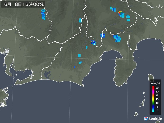 静岡県の雨雲レーダー(2019年06月08日)