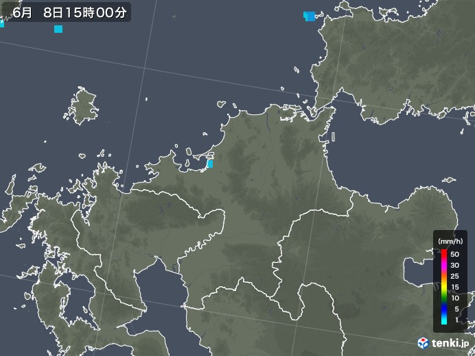 福岡県の雨雲レーダー(2019年06月08日)