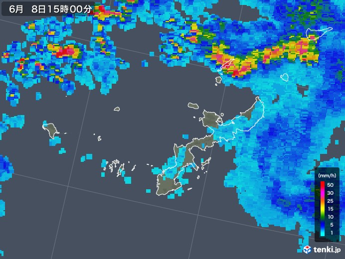 沖縄県の雨雲レーダー(2019年06月08日)