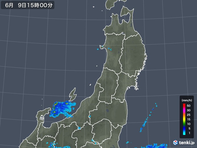 東北地方の雨雲レーダー(2019年06月09日)