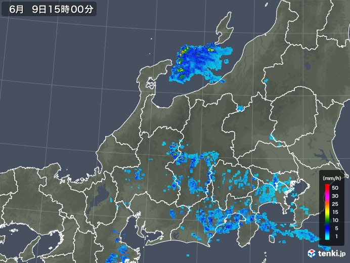 北陸地方の雨雲レーダー(2019年06月09日)