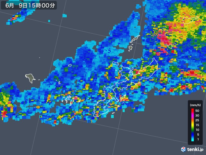 沖縄県の雨雲レーダー(2019年06月09日)
