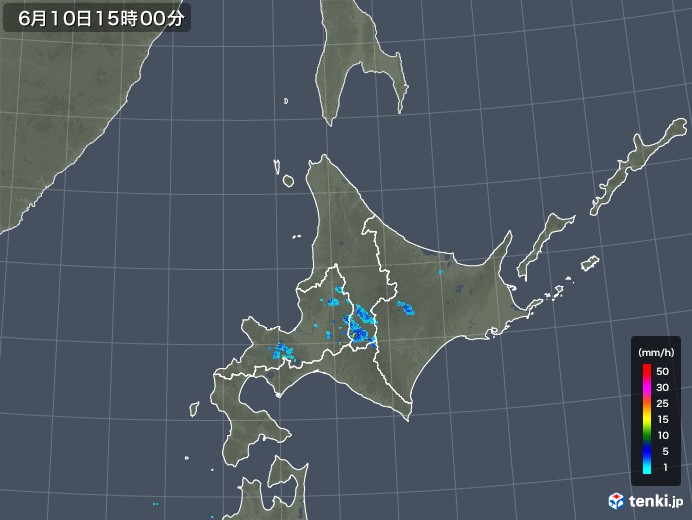 北海道地方の雨雲レーダー(2019年06月10日)