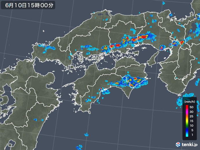 四国地方の雨雲レーダー(2019年06月10日)