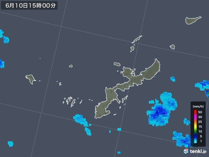 沖縄県の雨雲レーダー(2019年06月10日)