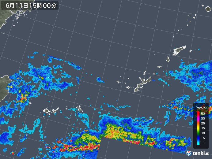 沖縄地方の雨雲レーダー(2019年06月11日)