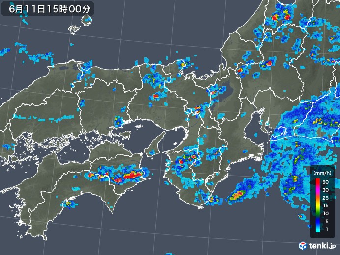 近畿地方の雨雲レーダー(2019年06月11日)