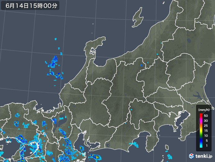 北陸地方の雨雲レーダー(2019年06月14日)